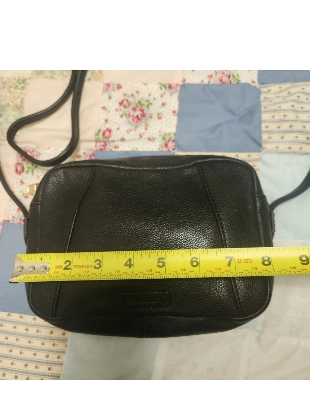 Vtg Fossil Black Pebbled Cowhide Leather Crossbody Shoulder Bag Classic 8x6x3 - Picture 9 of 16